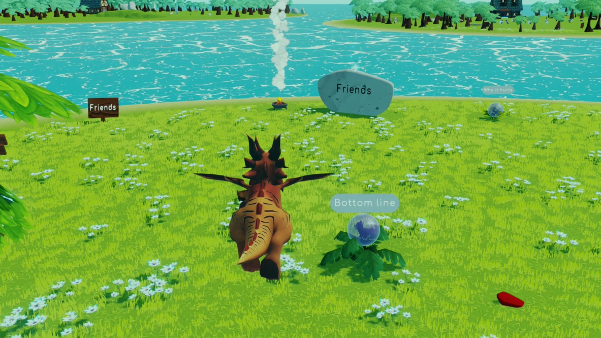 Dragon flying over friends island